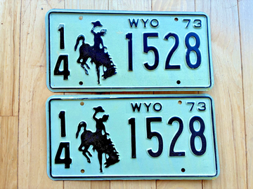 1973 Pair of Wyoming License Plates