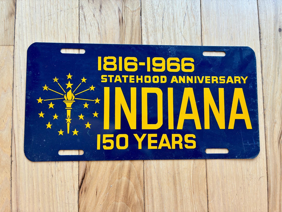 1966 Indiana 150 Years Statehood Anniversary Booster License Plate