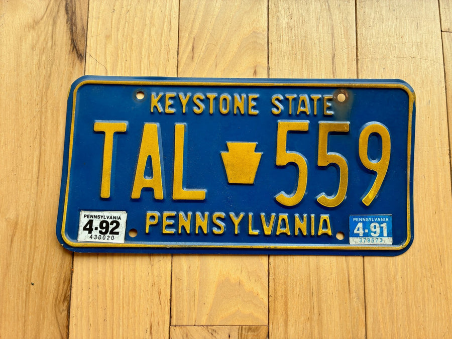 1991 1992 Pennsylvania License Plate
