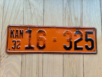 1932 Kansas License Plate