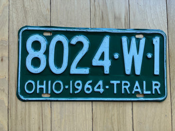 1964 Ohio Trailer License Plate