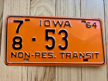 1964 Iowa Non Residential Transit License Plate