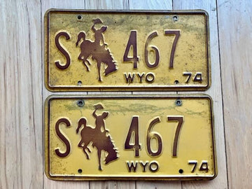 Pair of 1974 Wyoming License Plates