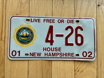 2002 New Hampshire Legislature/ House License Plate