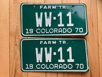 Pair of 1970 Colorado Farm Tractor License Plates