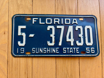 1956 Florida License Plate - Numbers YOM Clear