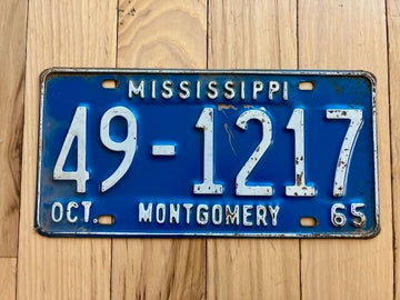 1965 Mississippi Montgomery County License Plate