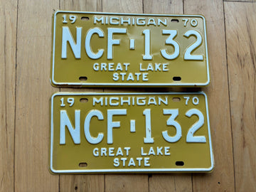 1970 Pair of Michigan License Plates