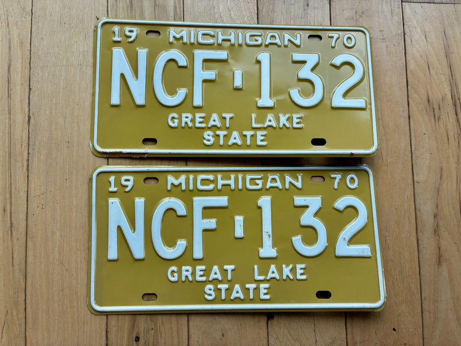 1970 Pair of Michigan License Plates