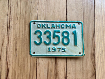 1975 Oklahoma Motorcycle License Plate