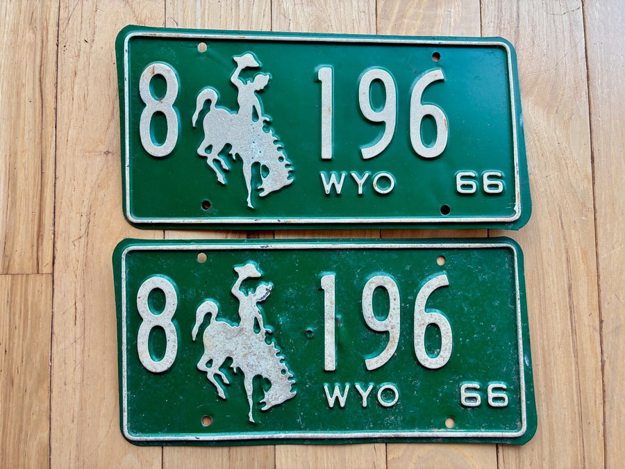 1966 Pair of Wyoming License Plates