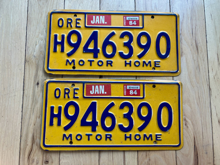 Pair of 1984 Oregon Motor Home License Plates