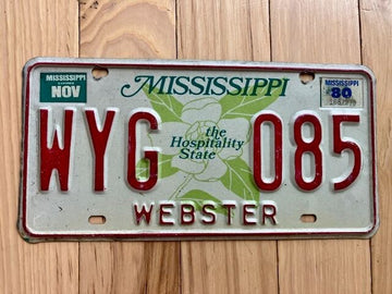 1980 Mississippi Webster County License Plate