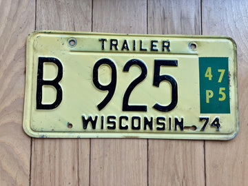 1974 Wisconsin Trailer License Plate
