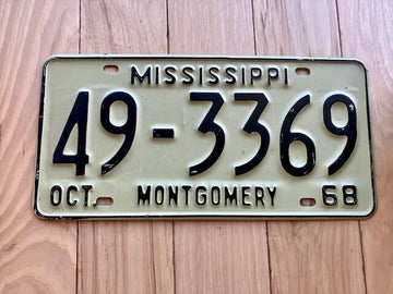 1968 Mississippi Montgomery County License Plate