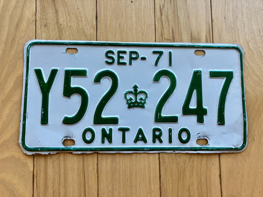 1971 Ontario License Plate