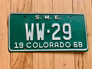 1968 Colorado Special Mobile Equipment S.M.E License Plate
