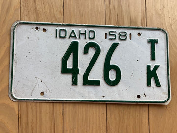 1958 Idaho Truck License Plate - Low Number