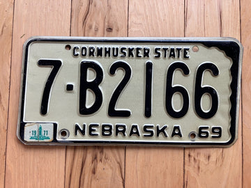 1969 Nebraska License Plate W/1971 Tab
