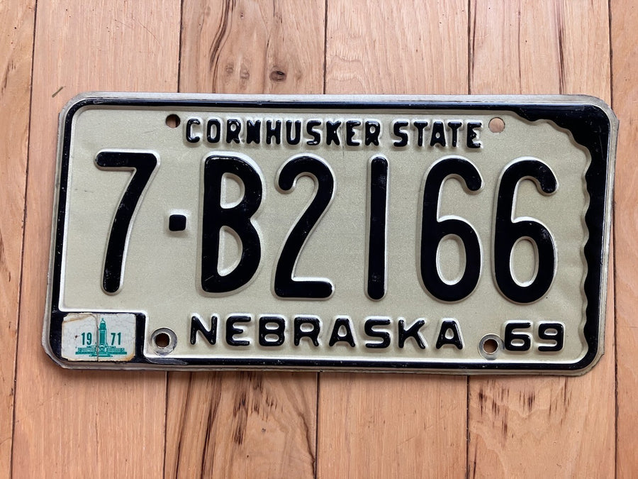 1969 Nebraska License Plate W/1971 Tab