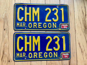 Pair of 1984 Oregon License Plates
