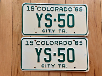 Pair of 1965 Colorado City Tractor License Plates
