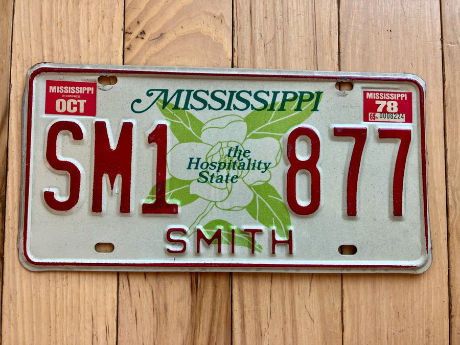 1977 Mississippi Smith County License Plate