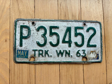 1963 Washington State Truck License Plate - Check With DOL First For YOM