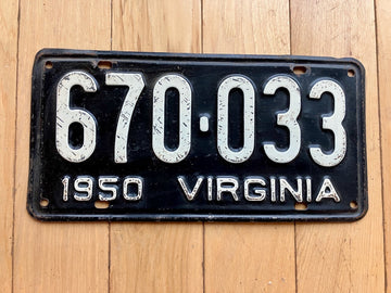 1950 Virginia License Plate
