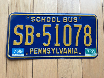 1999 Pennsylvania School Bus License Plate