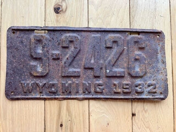 1932 Wyoming License Plate