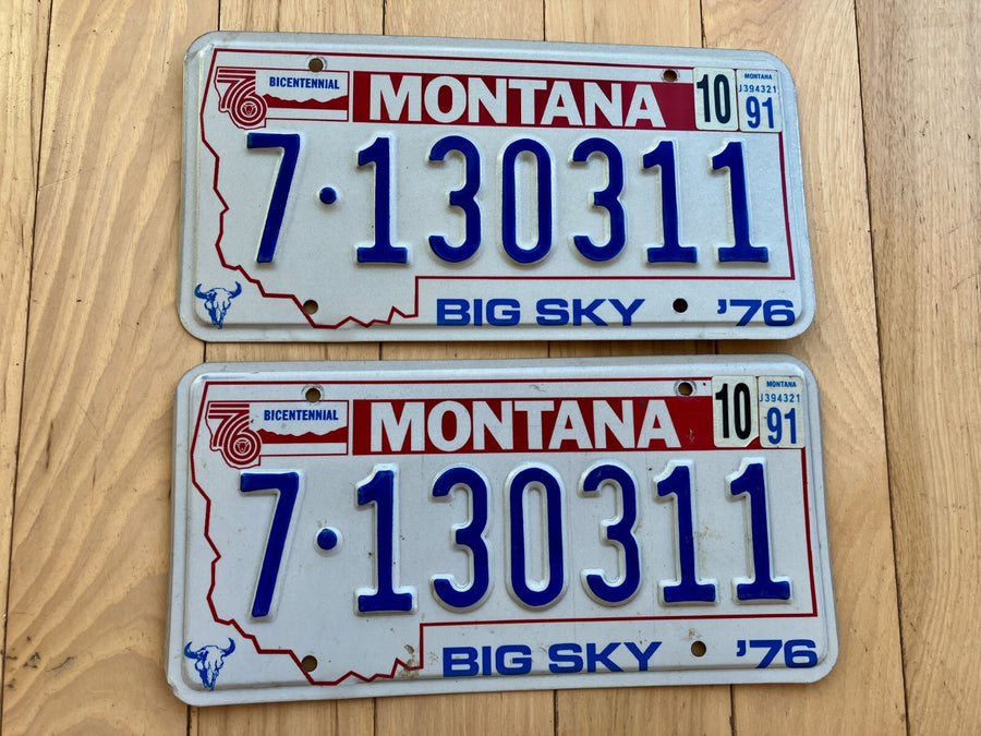 Pair of 1976 Montana License Plates W/ 1991 Tabs