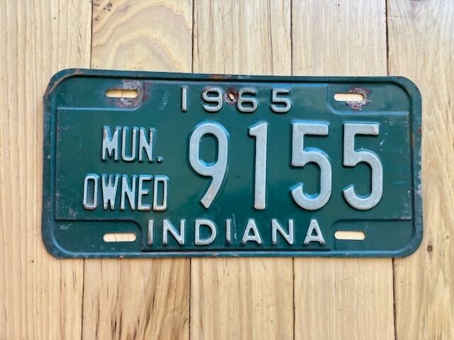 1965 Indiana Municiple Owned License plate
