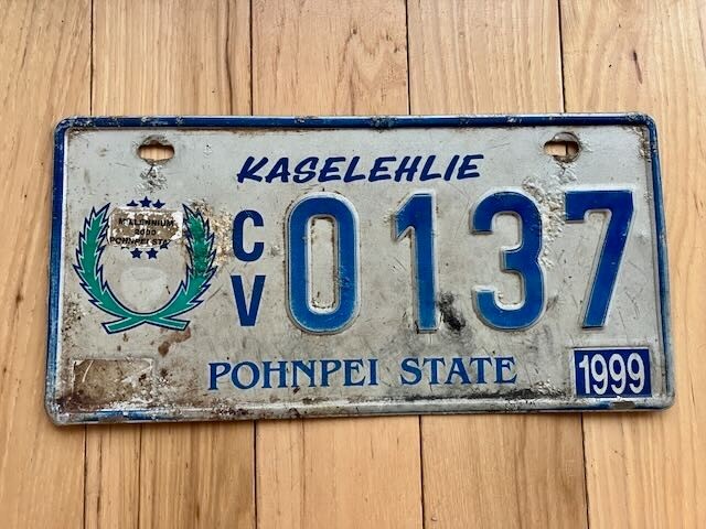 1999 Kaselehlie Pohnpei State License Plate