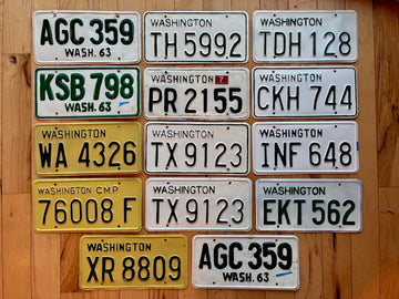 Lot Of 14 Poorly Repainted Washington State License Plates - 1950s' to 70s.