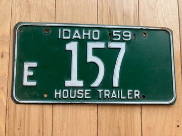 1959 Idaho House Trailer License Plate