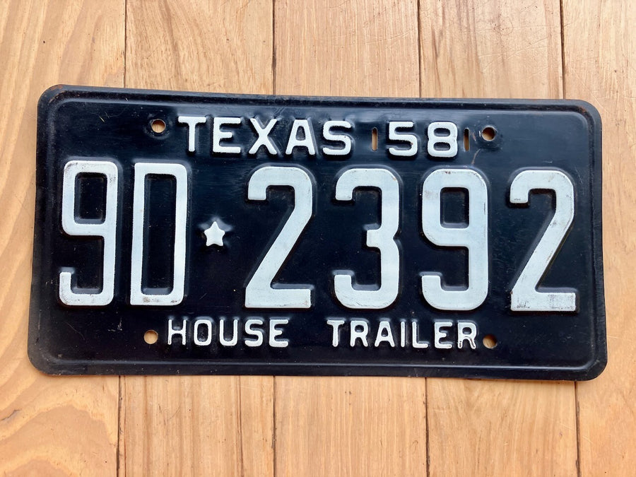 1958 Texas House Trailer License Plate