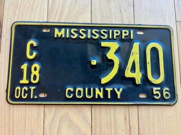 1956 Mississippi County License Plate