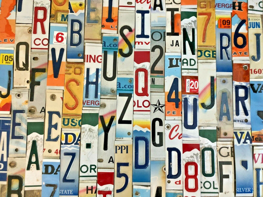 Worn & Faded License Plate Letters and Numbers to Build Your Own Signs