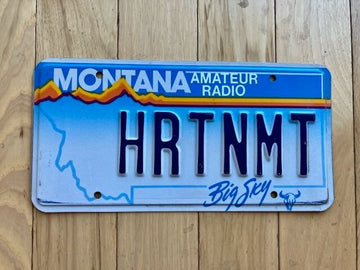 1991 Montana Amateur Radio/Vanity License Plate - HRTNMT/ Heart In Montana?
