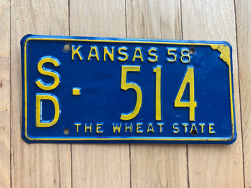 1958 Kansas License Plate