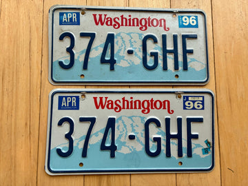 1996 Pair of Washington State License Plates - Check With DOL First For YOM