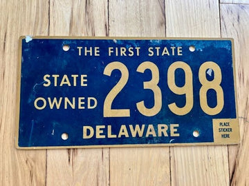 1974 Base Delaware State Owned License Plate