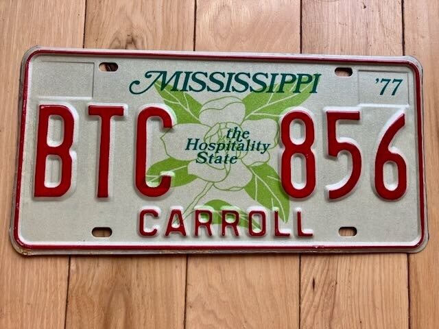1977 Mississippi Carroll County License Plate