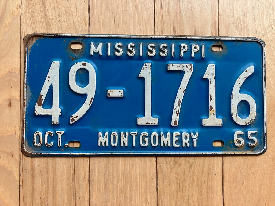 1965 Mississippi Montgomery County License Plate