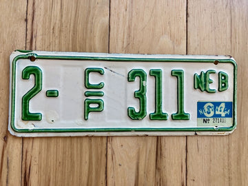 1964 Nebraska Cabin Permit License Plate