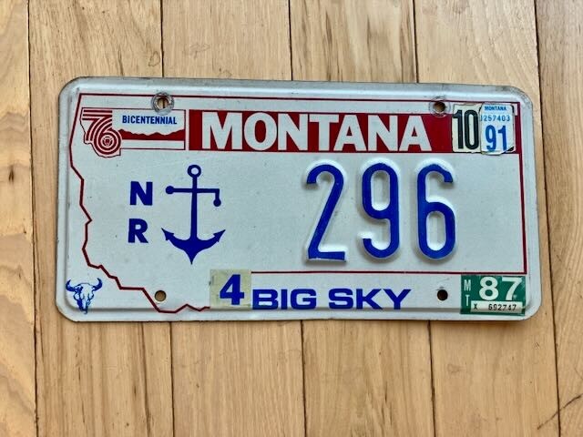 1976 Montana Navy Reserve License Plate W/1987 and 1991 Tabs