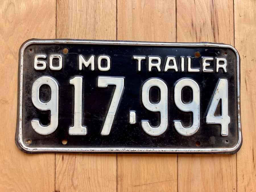1960 Missouri Trailer License Plate
