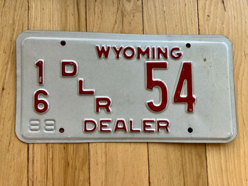 1988 Wyoming Dealer License Plate - Low Number