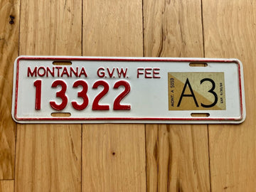 1969 Montana Gross Vehicle Weight Fee License Plate